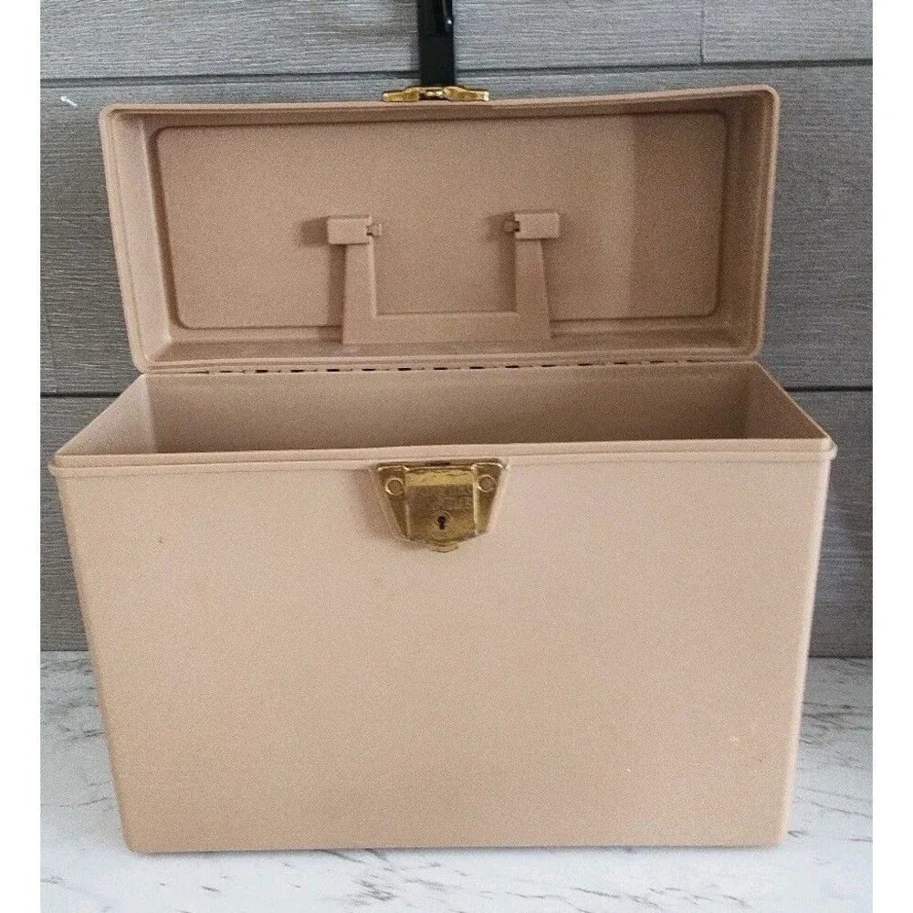 VTG Ballonoff Porta Personal File Box Beige Original Stackable With Key Plastic